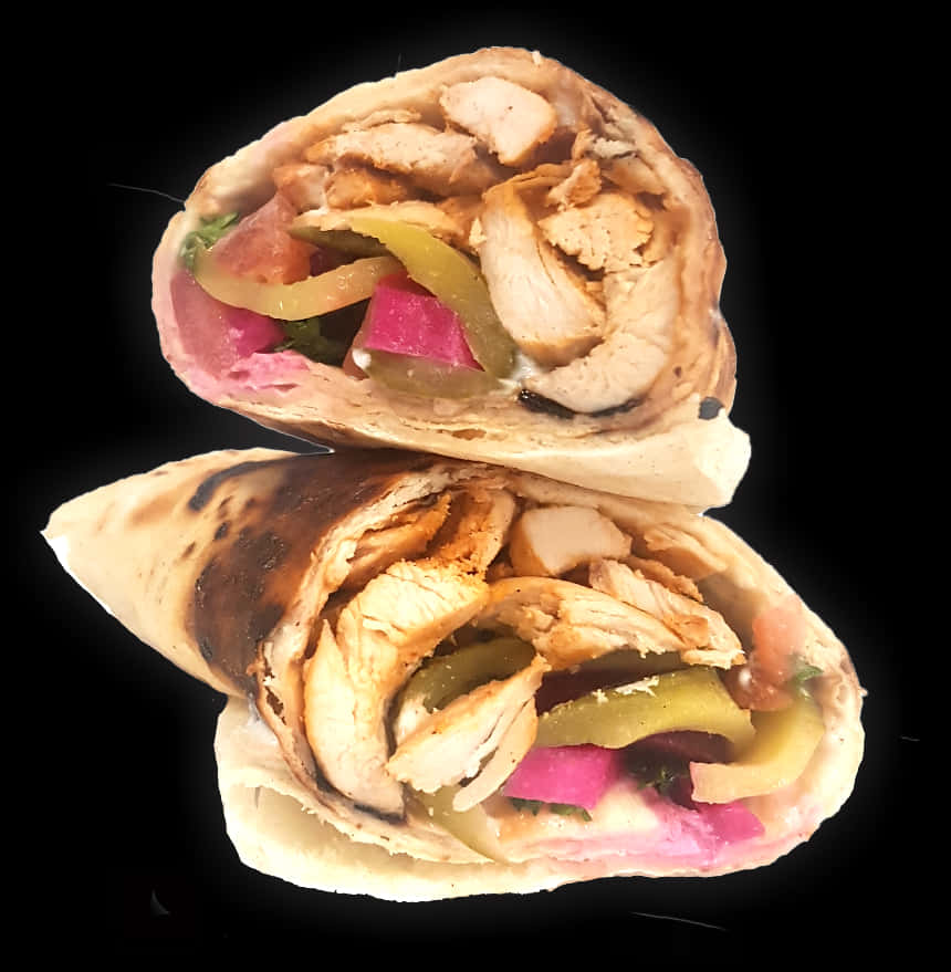 Chicken Shawarma Wrap Cut Open PNG