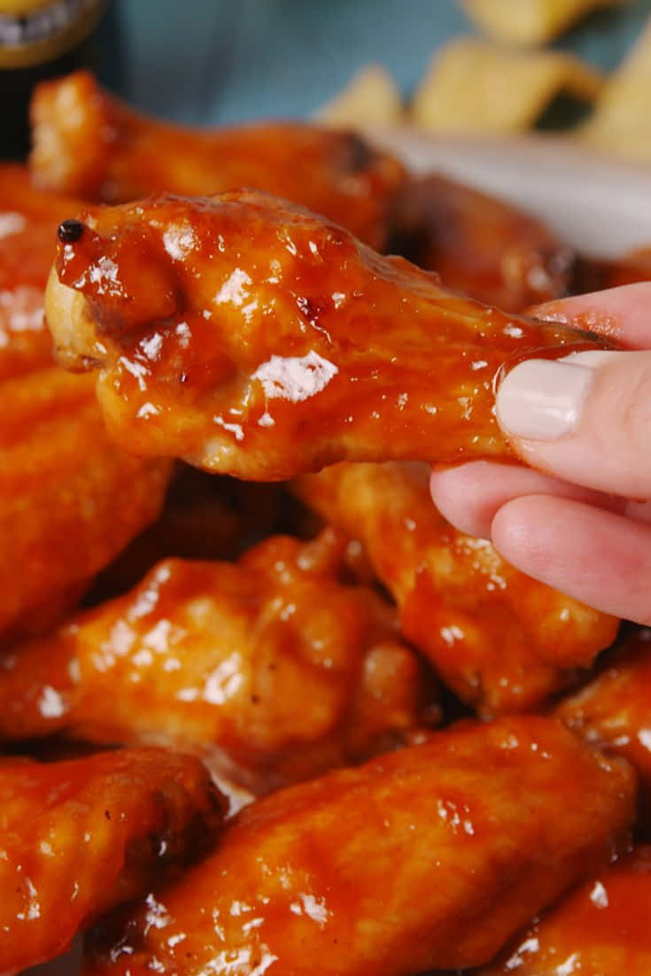 Chicken Wings Red Sauce Flavorful Wallpaper