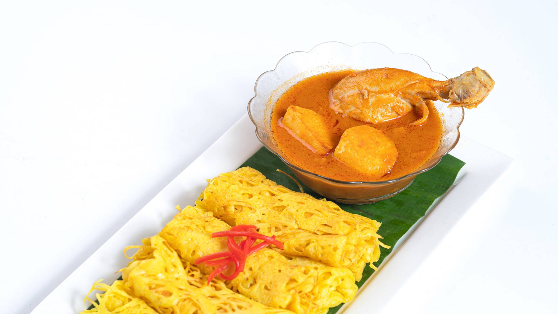 Chicken Yellow Curry And Roti Jala Wallpaper