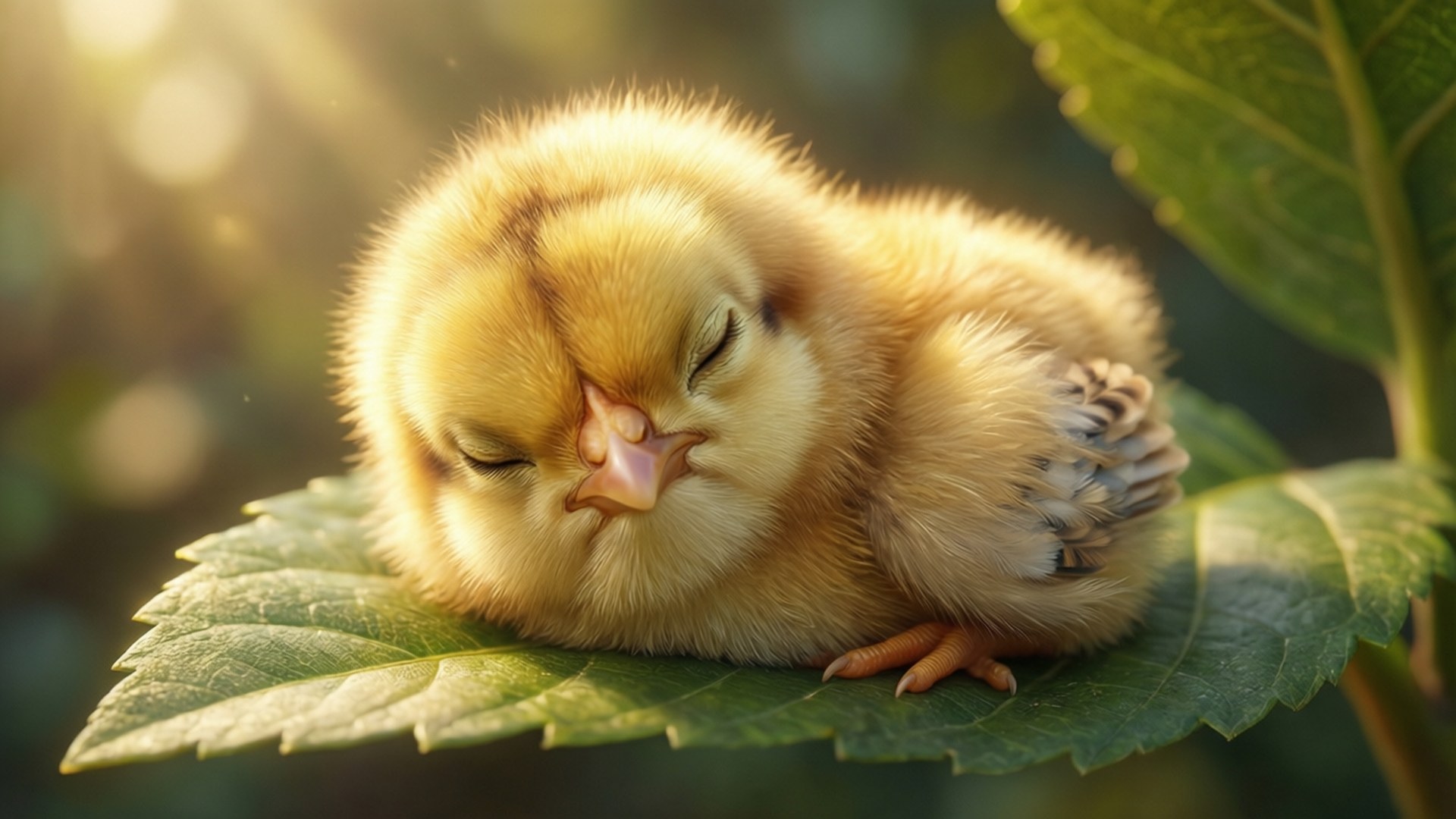 Chicky sover på et blad Wallpapers