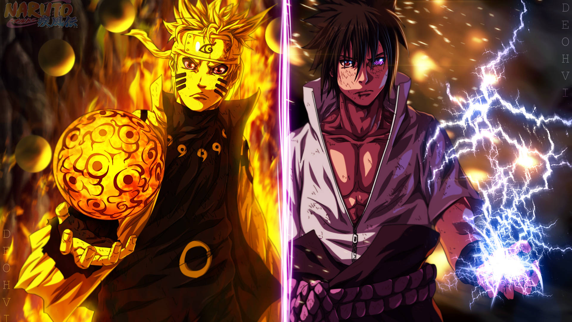 Chidori Naruto And Sasuke Powers Wallpaper