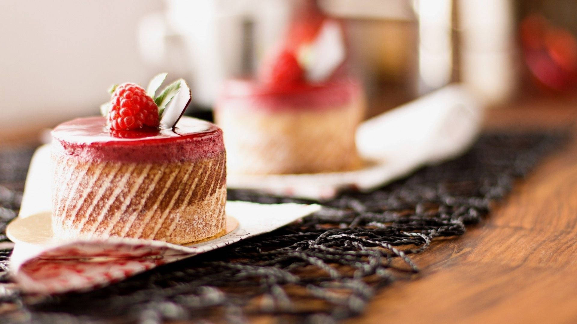 Chiffon Strawberry Mini Cake Dessert Wallpaper