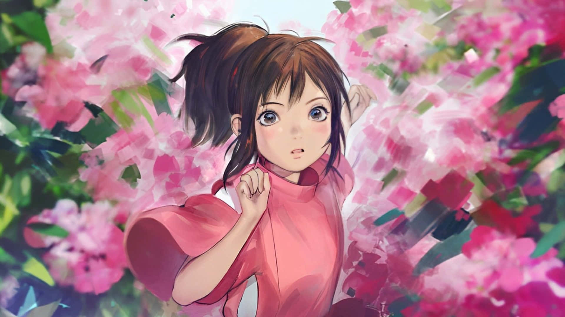 Chihiro Surroundedby Blooms Wallpaper