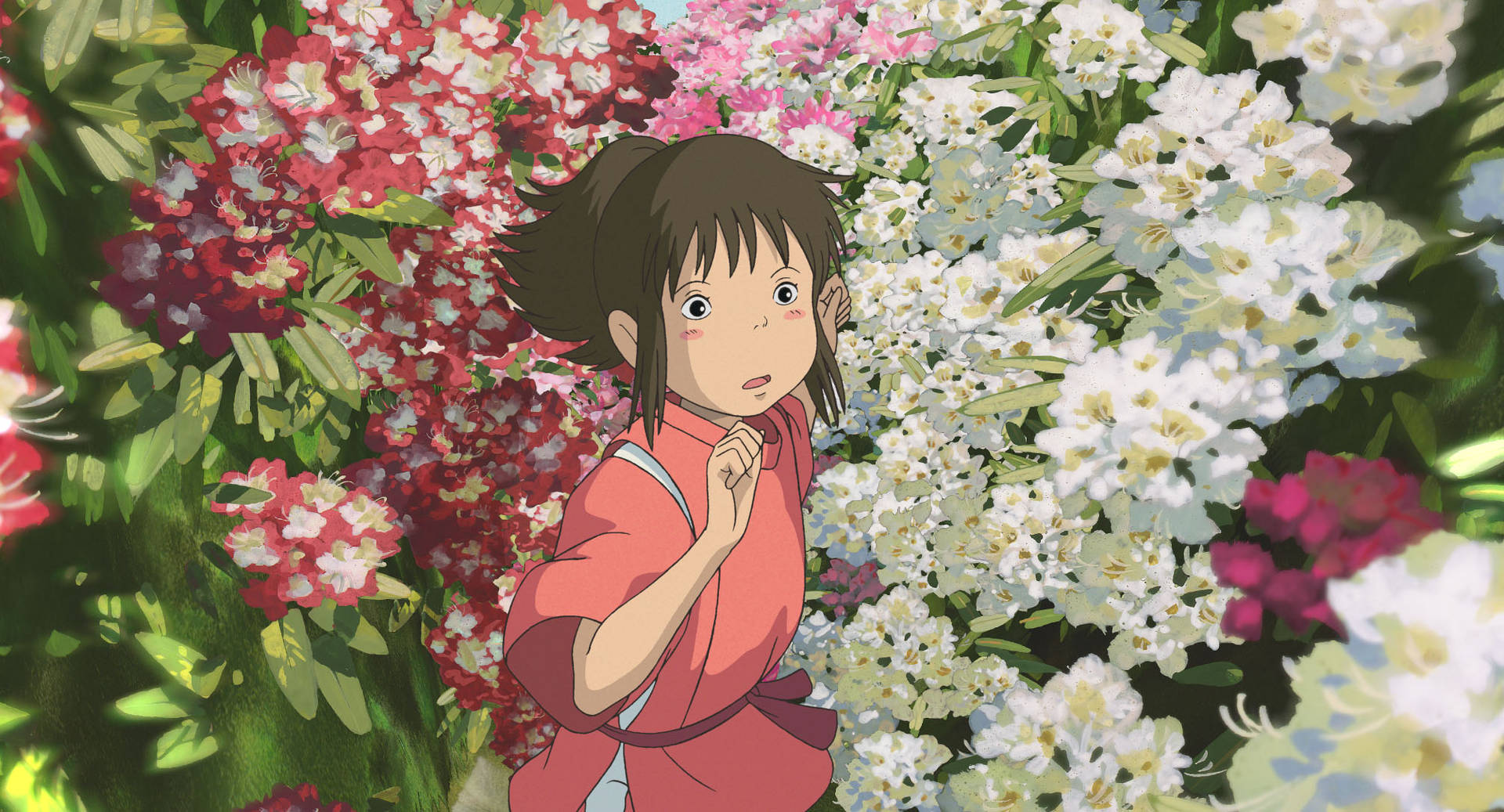 Chihiro With Flowers Spirited Away Desktop Wallpaper