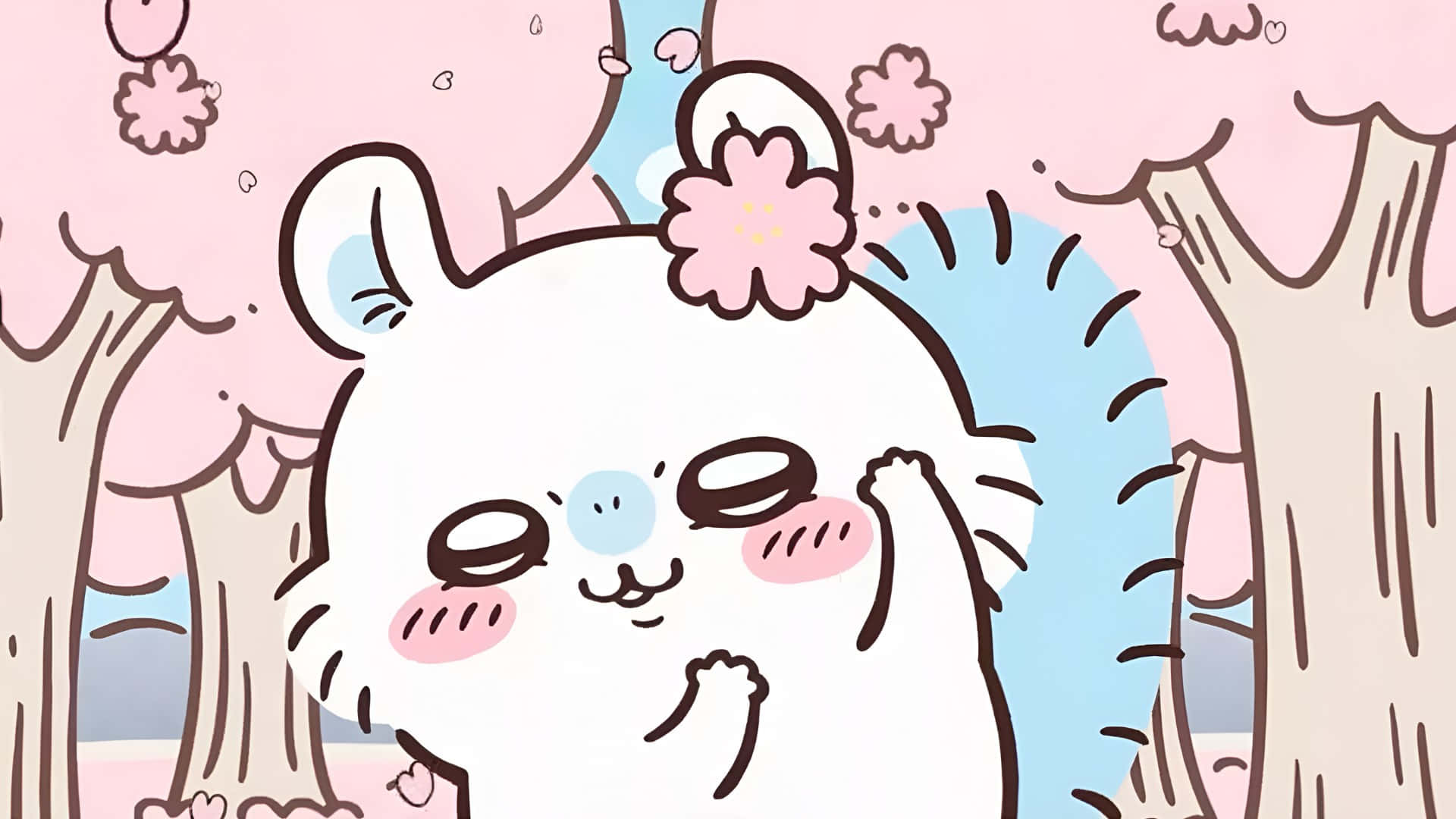 Chiikawa Appréciant Les Cerisiers En Fleurs Fond d'écran