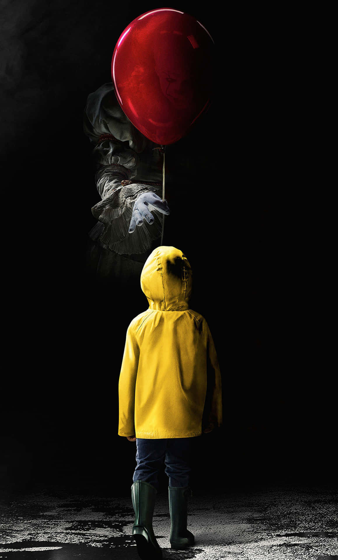 Child_and_ Creepy_ Clown_with_ Balloon Wallpaper