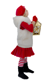 Child Holding Christmas Lantern PNG