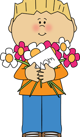 Child Holding Flowers For Mom PNG