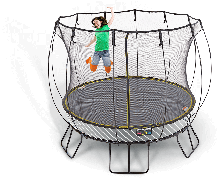 Child Jumpingon Safety Net Trampoline PNG