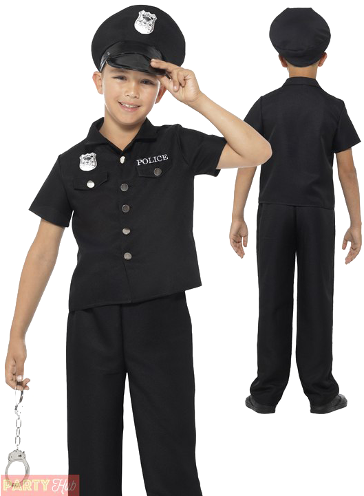 Child Police Costume Poses PNG