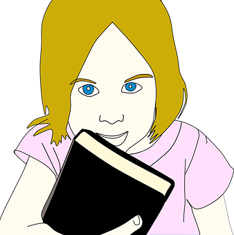 Child Reading Book Illustration PNG