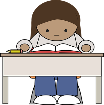 Child Studying Cartoon PNG