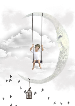 Child Swingingon Moon Fantasy PNG
