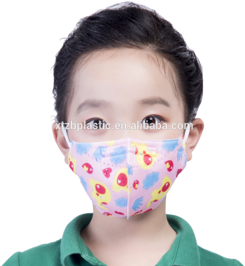 Child Wearing Colorful Printed Surgical Mask PNG