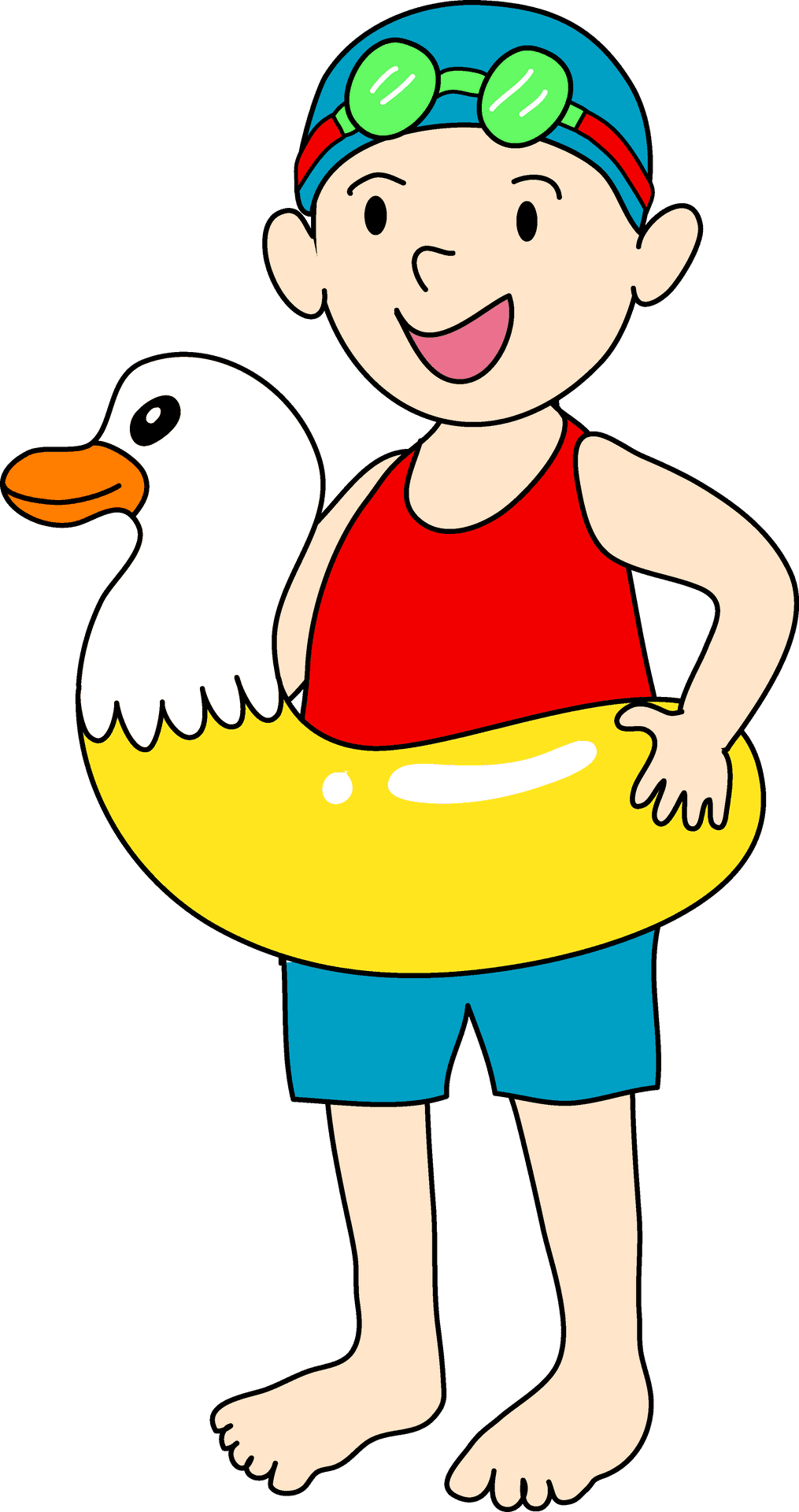Child With Duck Float Illustration PNG