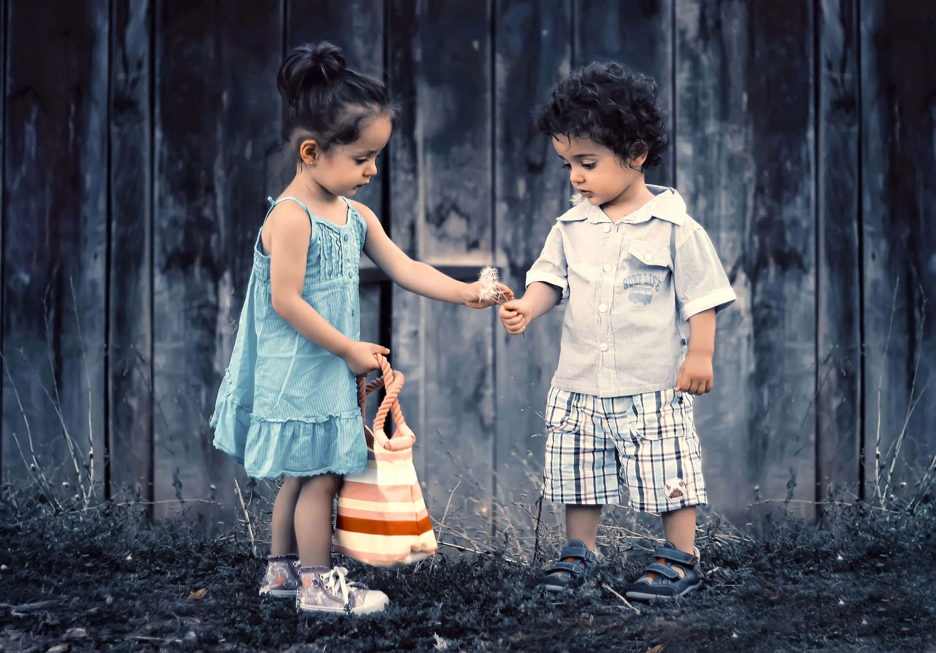 Childhood Connection: Reciprocal Sharing Moments Wallpaper