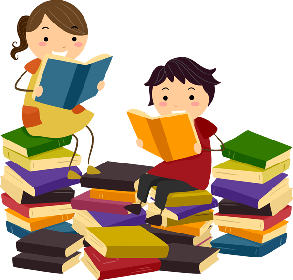 Children Enjoying Books PNG