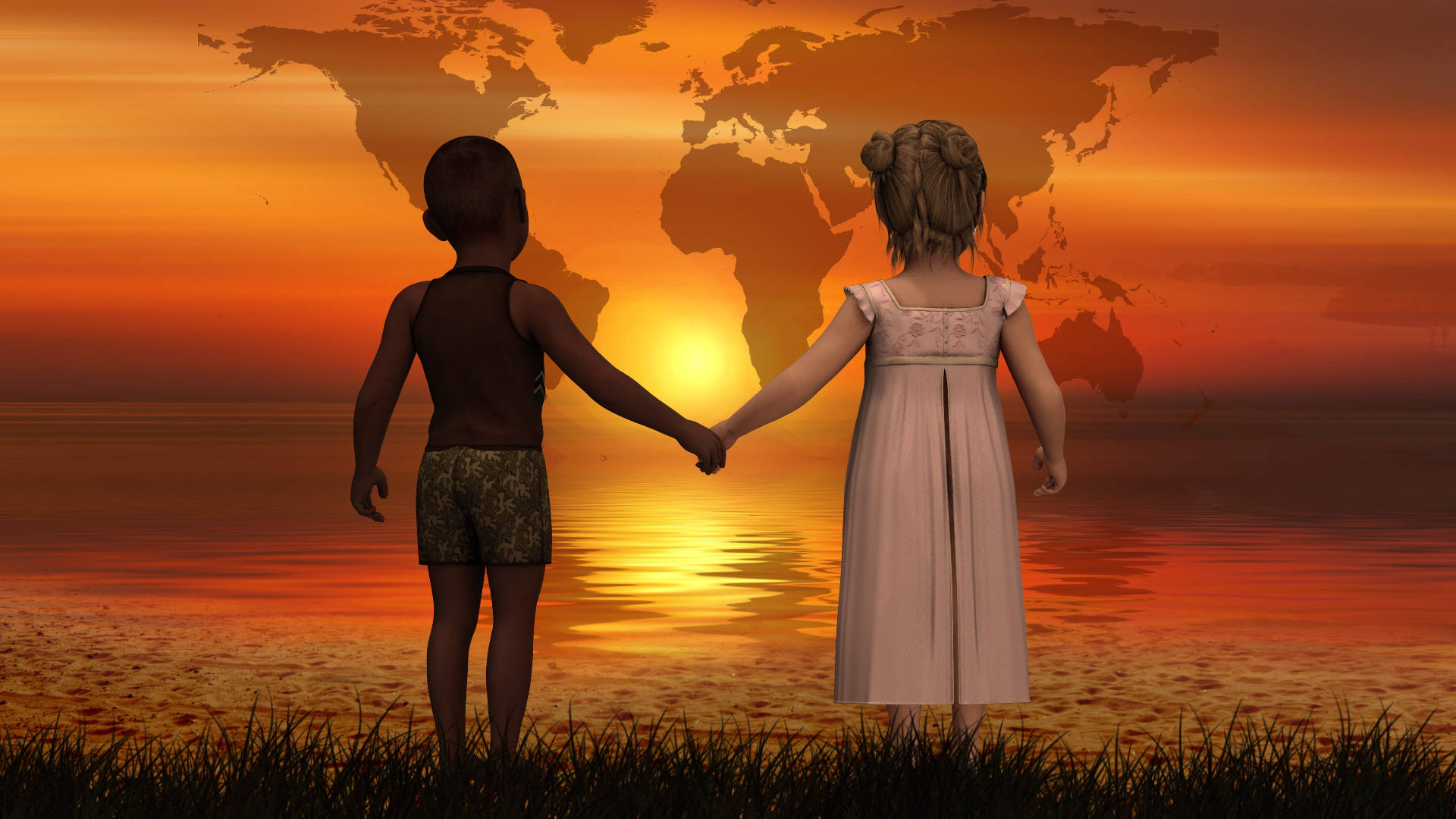 Children Holding Hands For World Peace Wallpaper