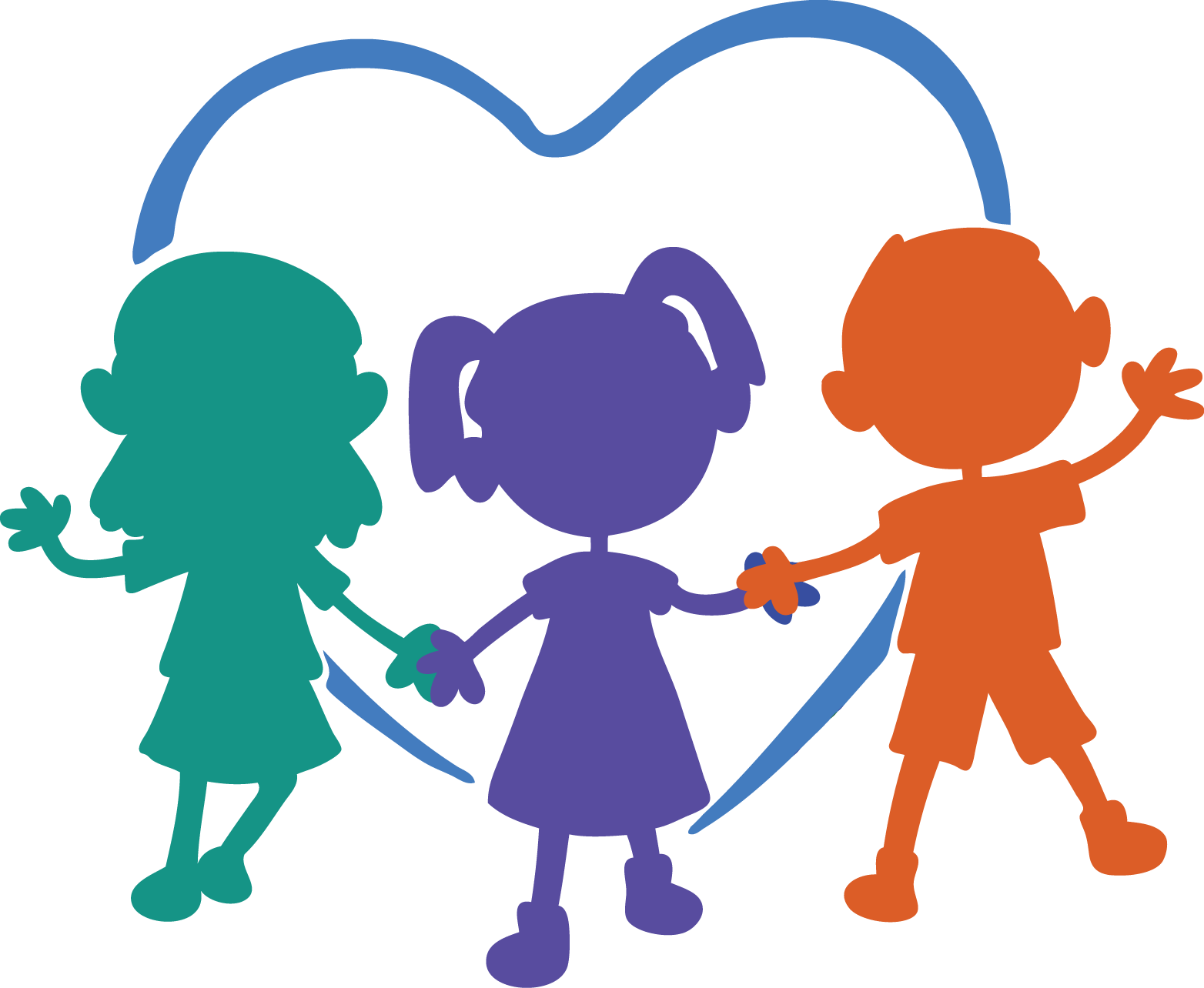 Children Holding Hands Silhouette PNG