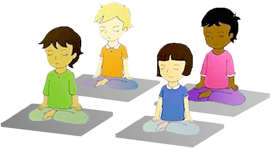 Children Meditating Cartoon PNG