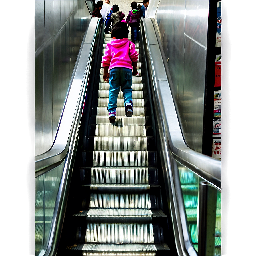Children On Escalator Png 06242024 PNG