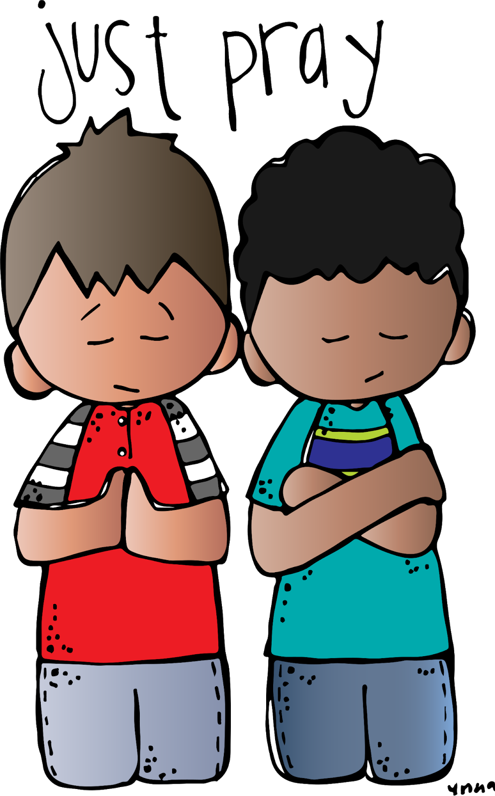 Children Praying Cartoon PNG