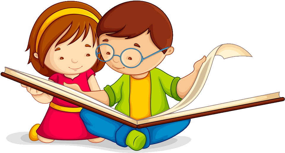 Children Reading Book Clipart PNG