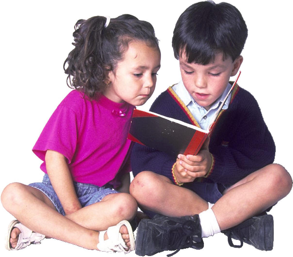 Children Reading Book Together PNG
