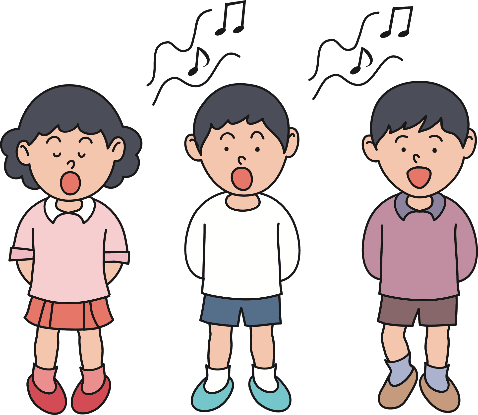 Children Singing Cartoon PNG