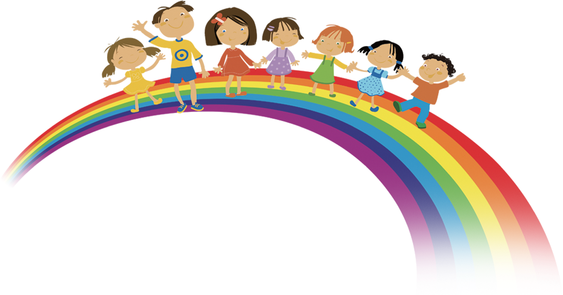 Children_on_ Rainbow_ Bridge_ Illustration PNG