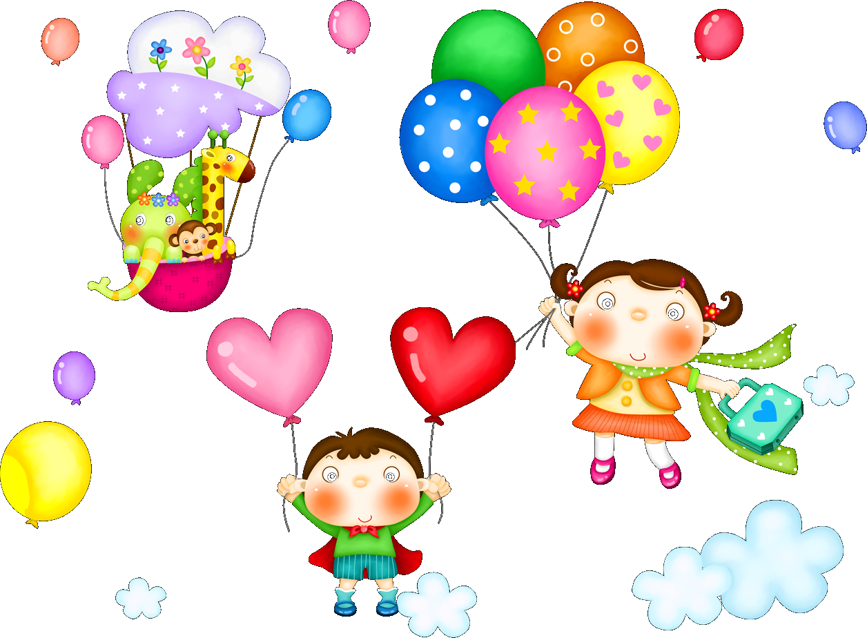 Childrens Day Celebration Balloonsand Cartoon Kids PNG