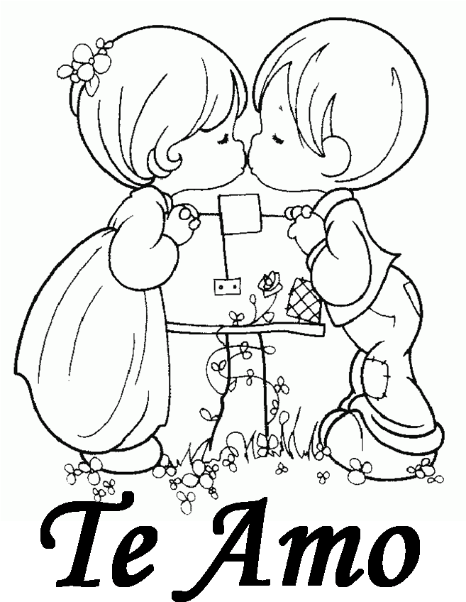 Childrens Kiss Line Drawing PNG