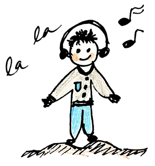Childs Drawing Listeningto Music PNG