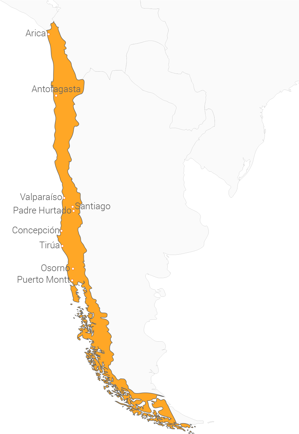 Chile Map Highlighted Regions PNG