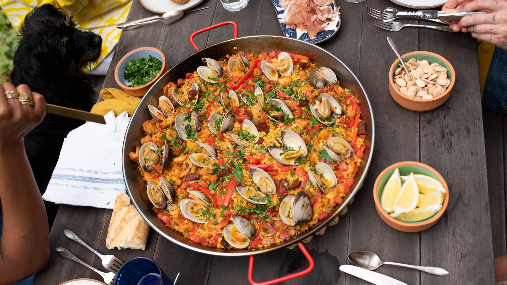 Chili Paella With Almonds, Lemons, And Peppers Wallpaper
