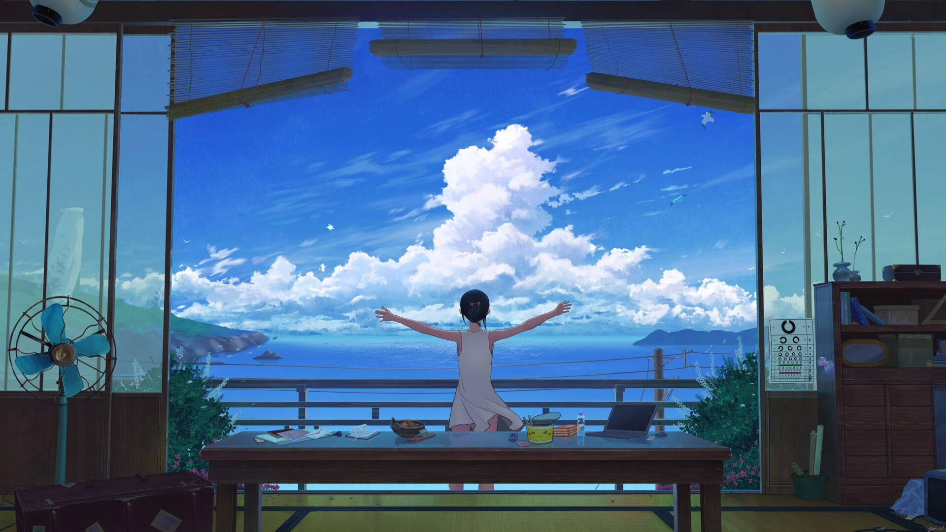 Premium AI Image | Beautiful anime background countryside day outside  generat ai