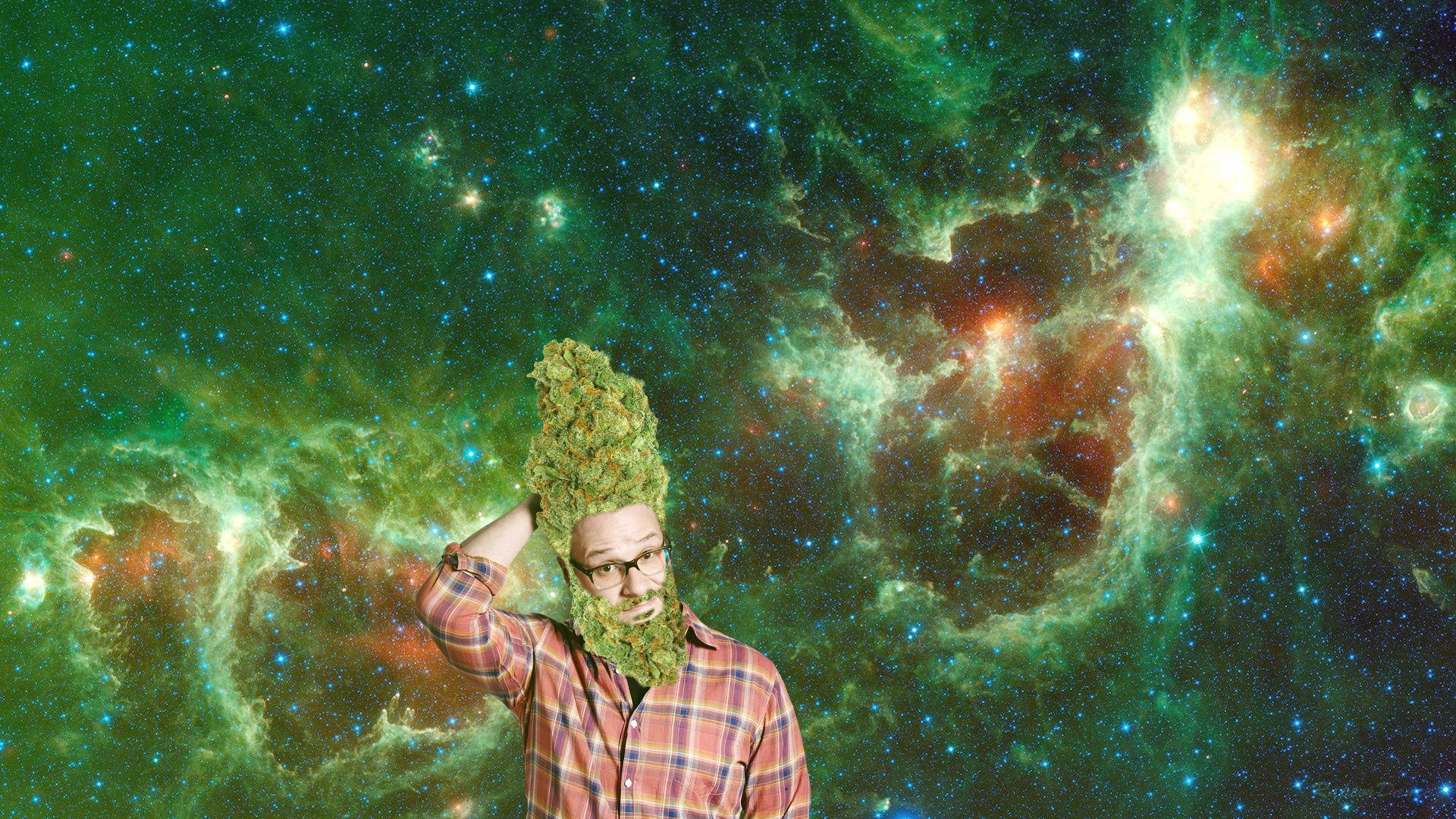 Chill Stoner Man With Green Hair Wallpaper
