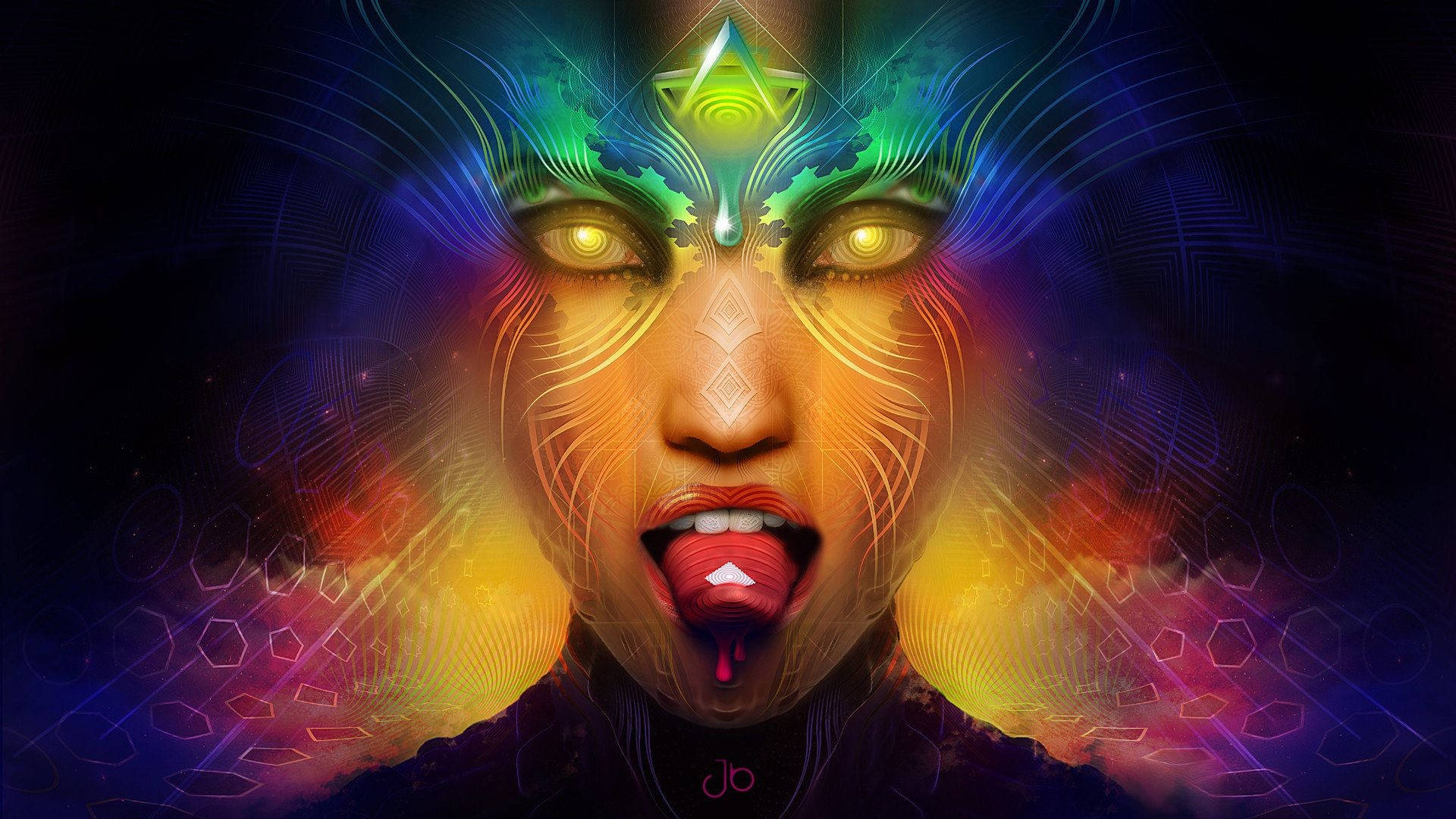 Chill Stoner Woman Tongue Out Wallpaper