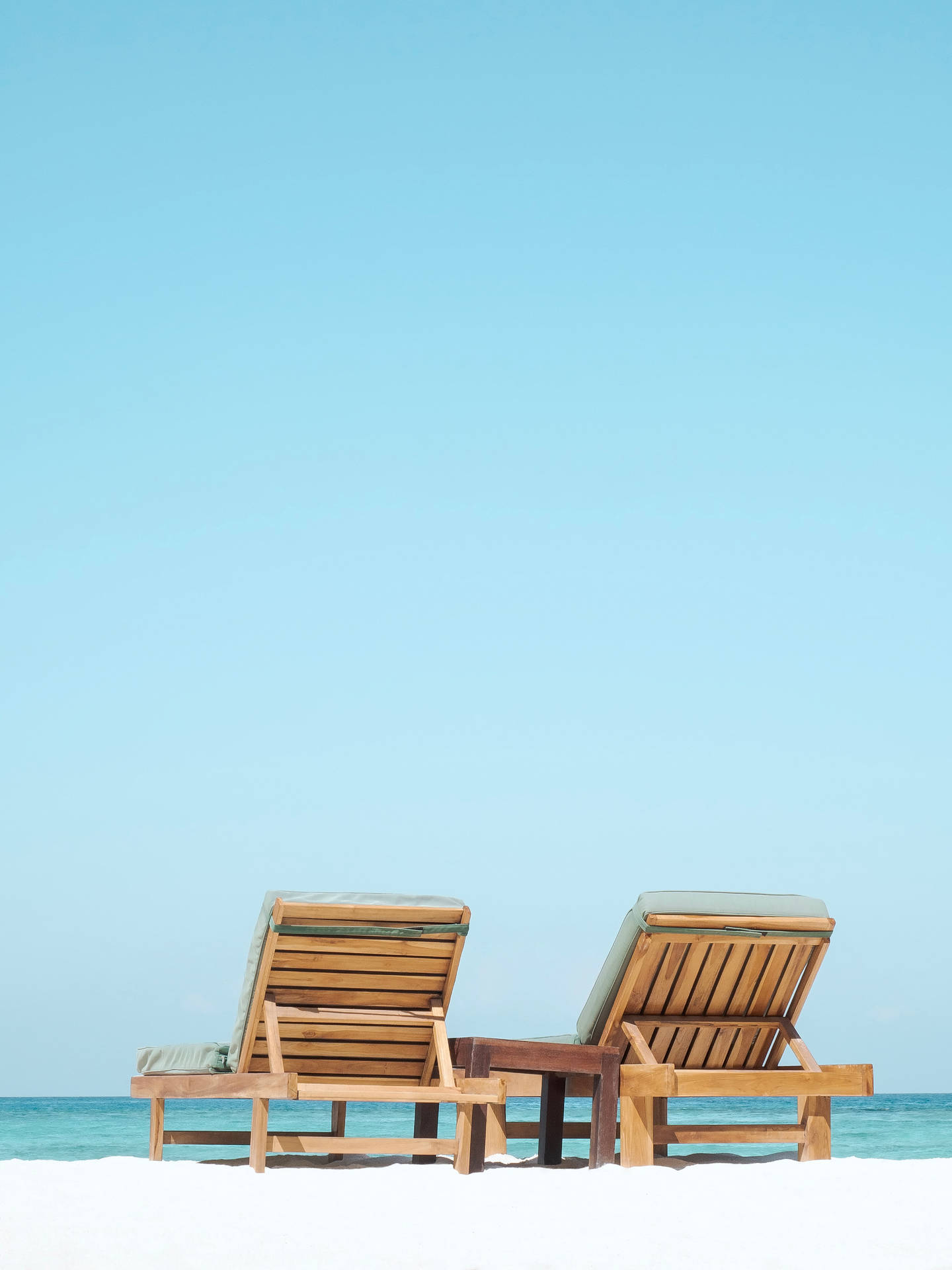Chill Wooden Beach Loungers Wallpaper