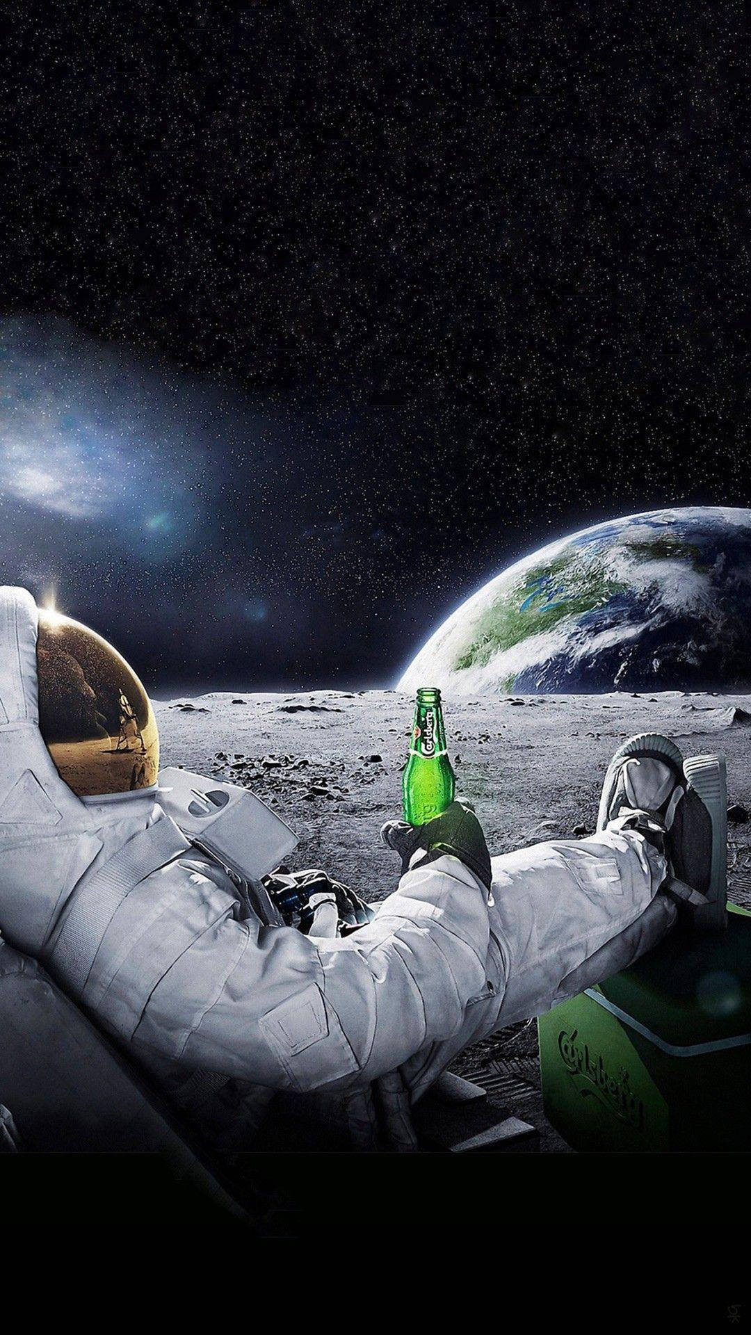 Chilling Astronaut Dope Iphone Wallpaper
