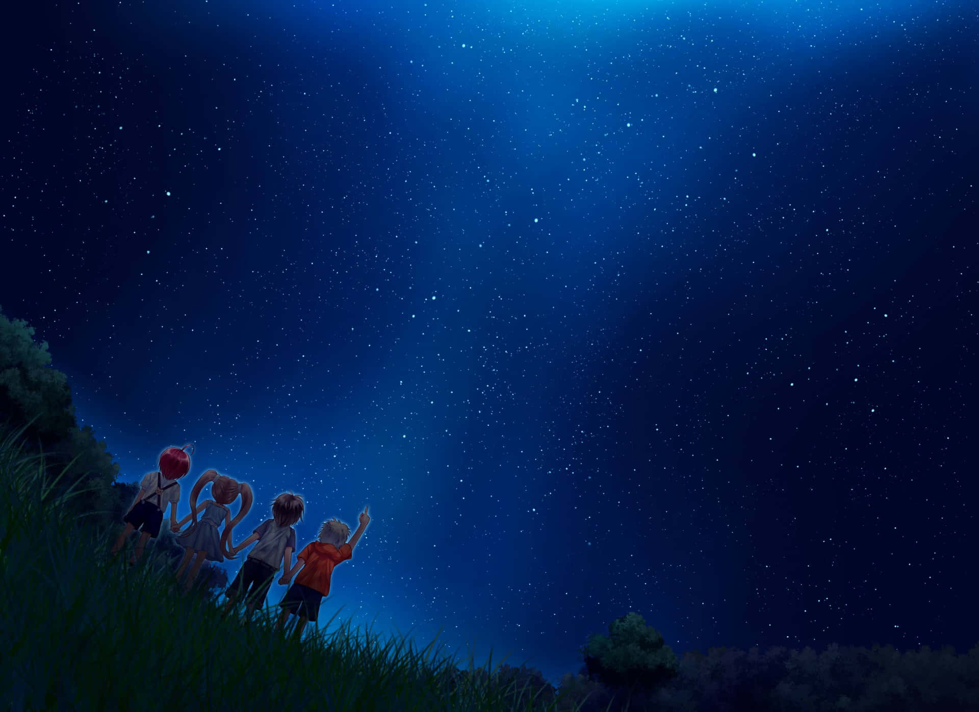 A peaceful chilly night under a starlit sky Wallpaper