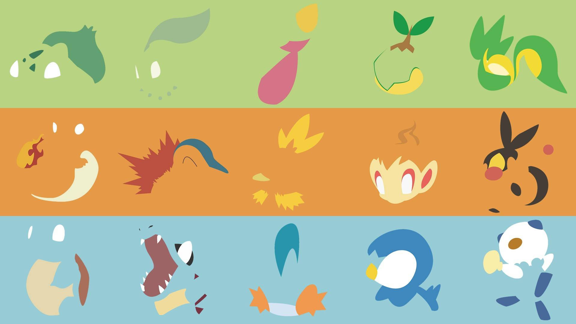 Chimchar And Pokemon Characters Minimalist Aesthetic Wallpaper