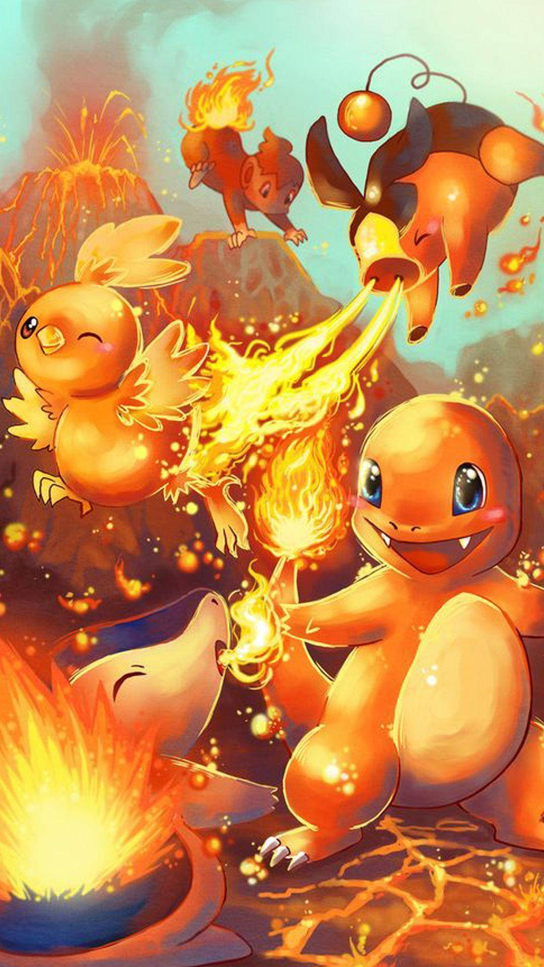 Chimchar With Other Fire Pokemon Wallpaper