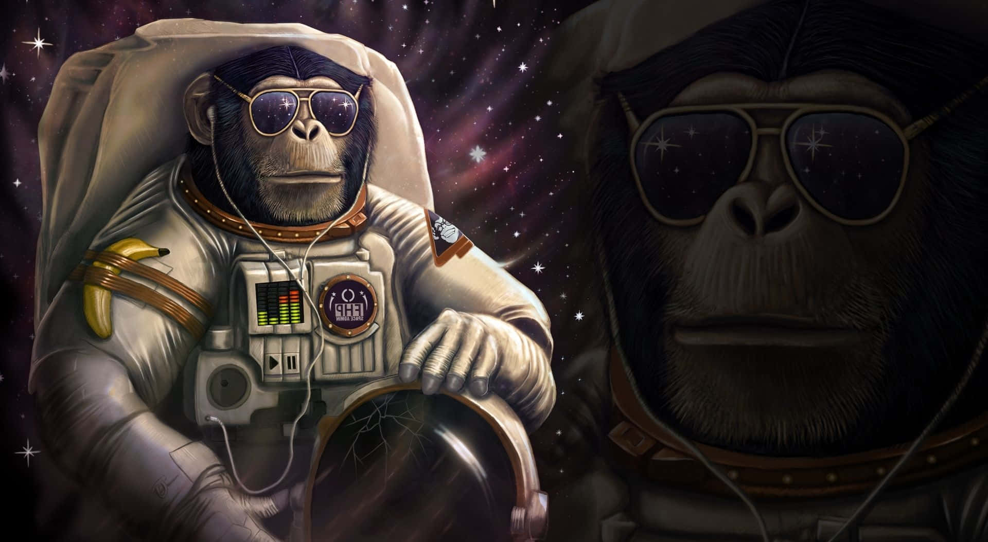 Chimpanzee Astronautsin Space Wallpaper