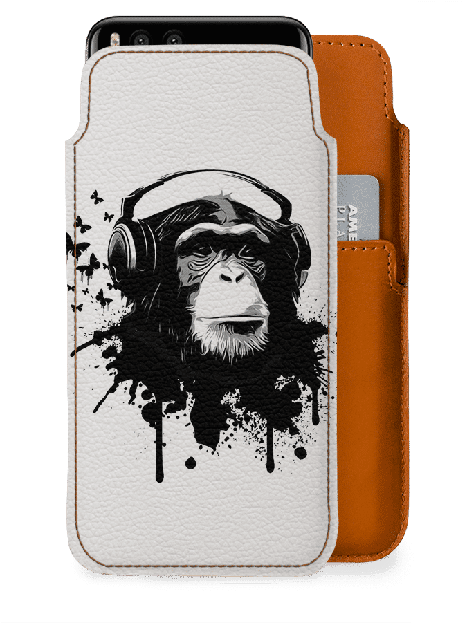Chimpanzee Headphones Art Phone Case PNG