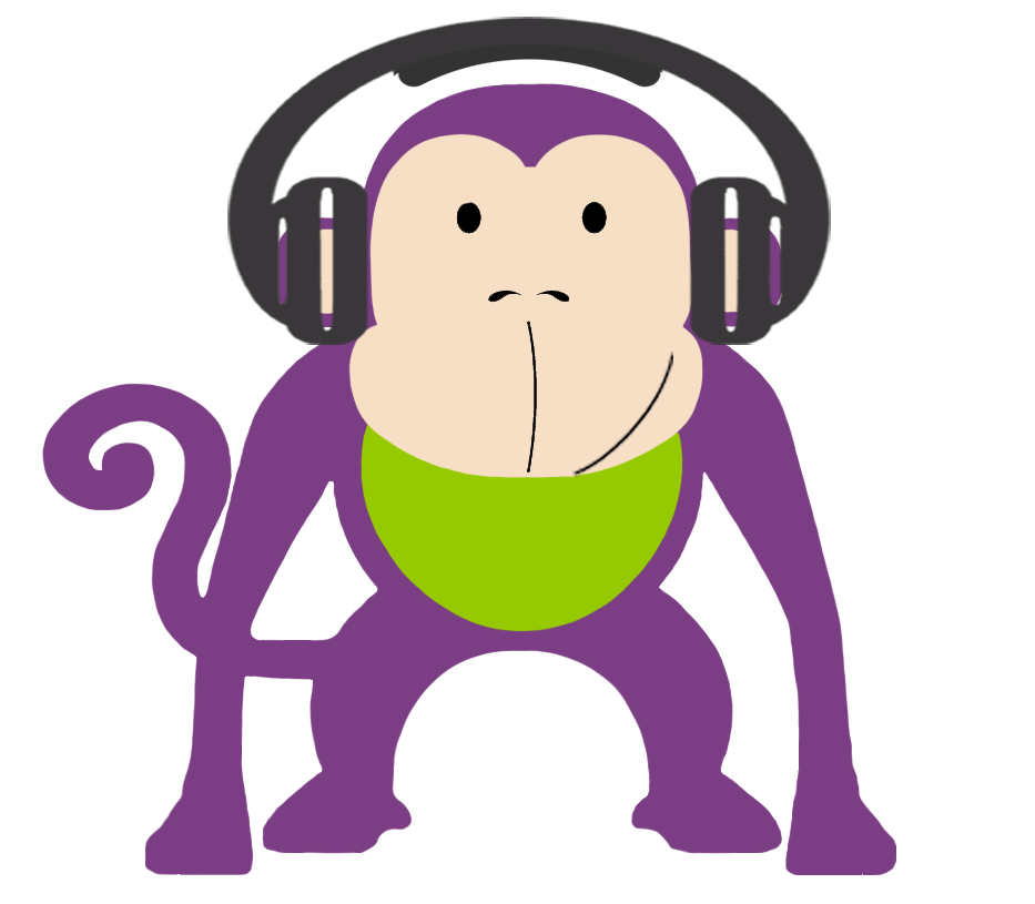 Chimpanzee_with_ Headphones_ Vector PNG