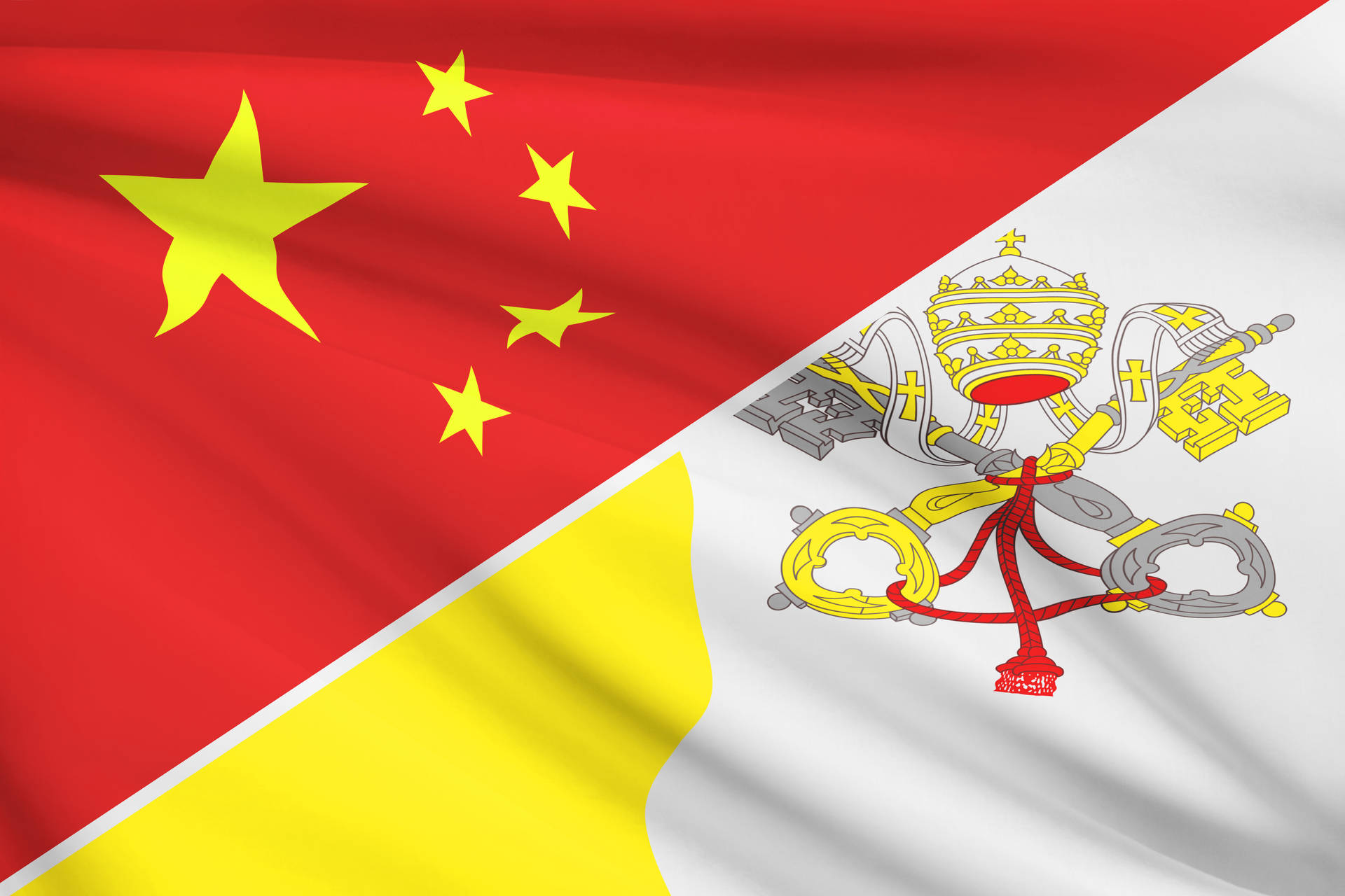 China And Vatican Flag Background