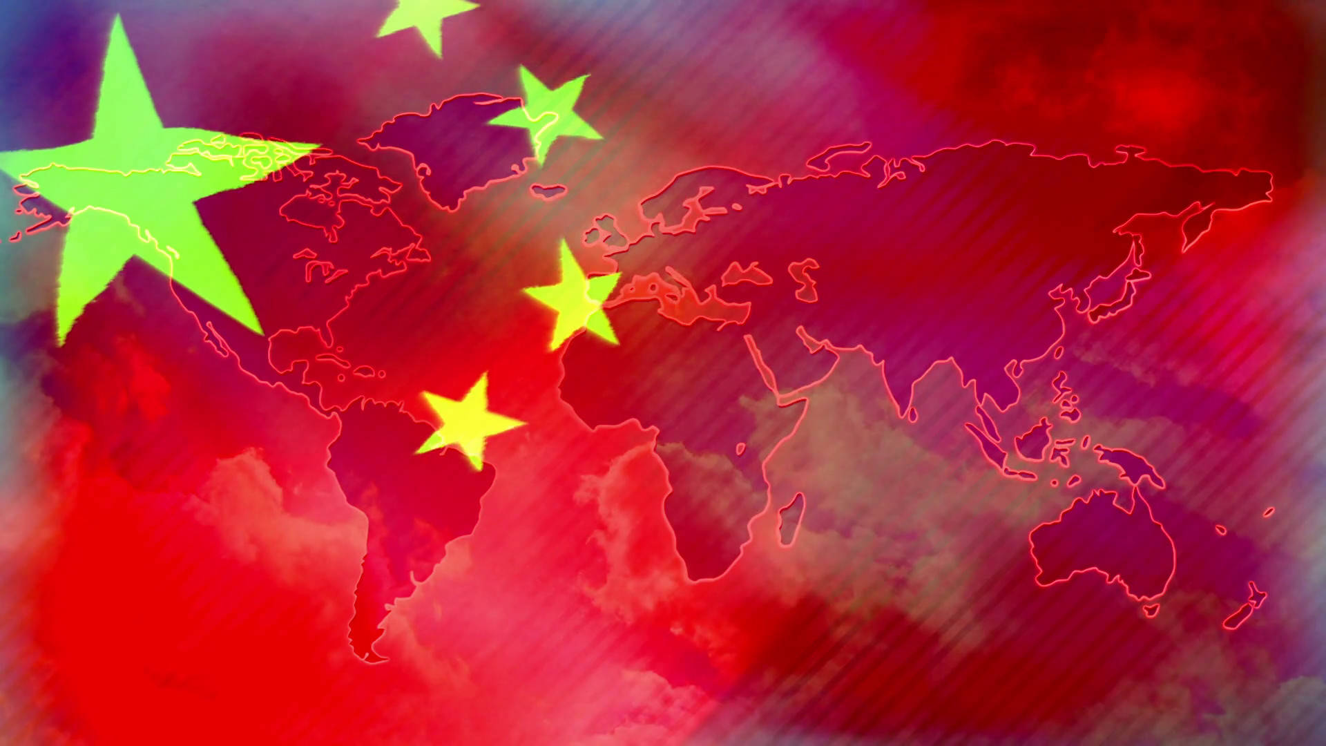 China Flag And Continents Background