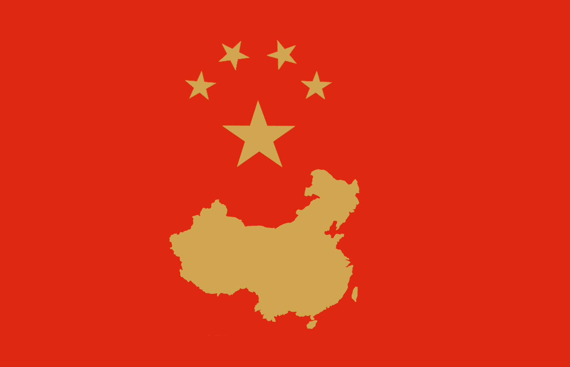 China Flag And Country Shape