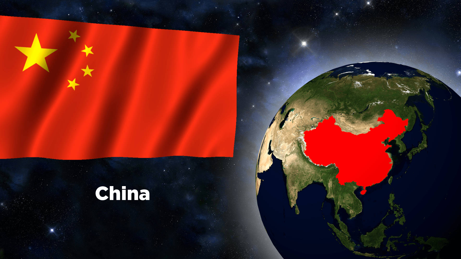 China Flag And Earth